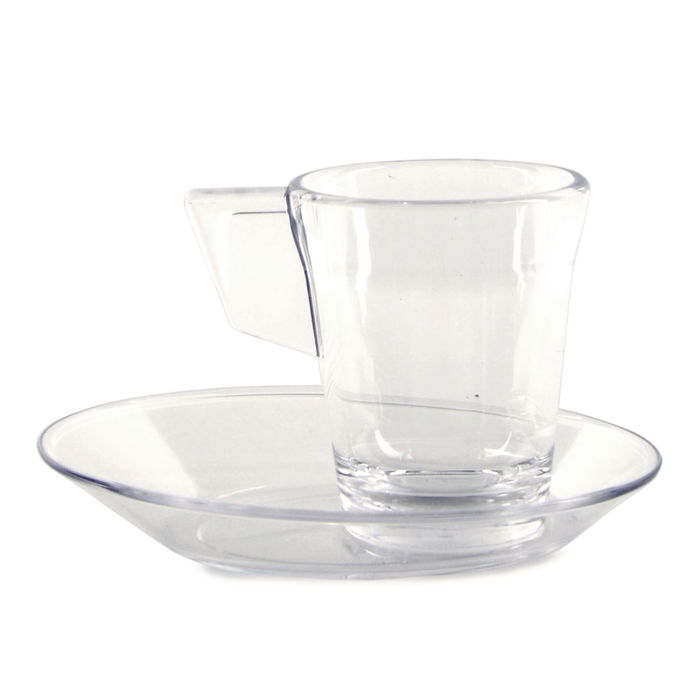 RB Drinks Taza de Café con Plato 90 ml Transparente (6 Unidades)