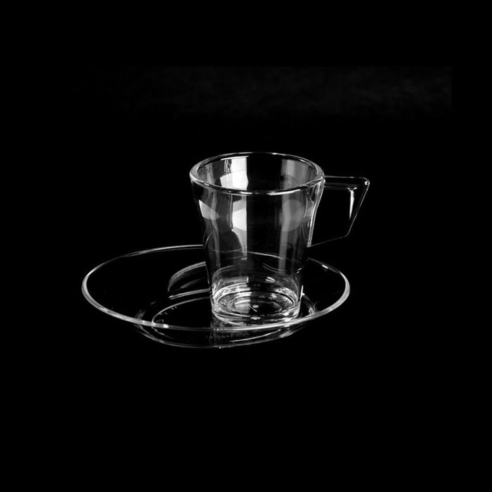 RB Drinks Taza de Café con Plato 90 ml Transparente (6 Unidades)