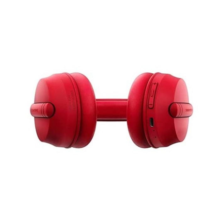 Energy Sistem Auriculares Hoshi Eco Red - Diadema Bluetooth 5.3 con micrófono, hasta 20m alcance, batería recargable 400 mAh, color rojo