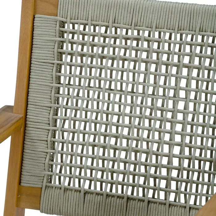 Merida Sillón bajo de madera FSC Acacia y resina trenzada Verde oliva para 1 persona