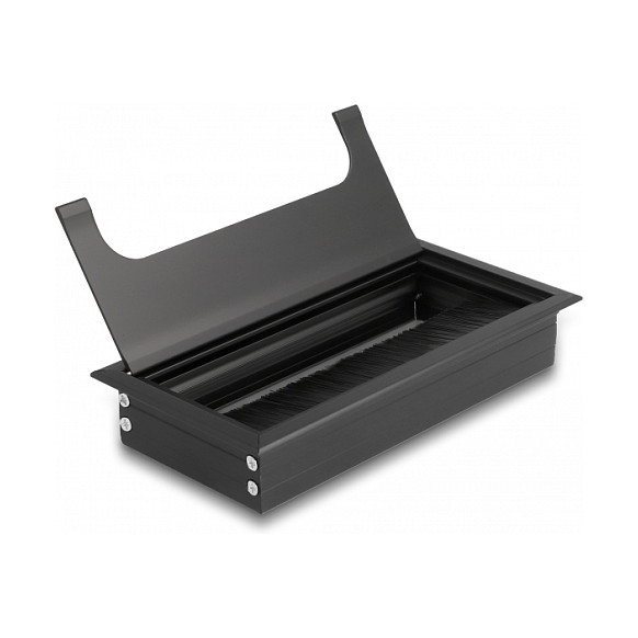 DeLOCK Pasacables para montaje en mesa con cepillo 160 x 80 x 28 mm negro
