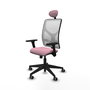 PIQUERAS Y CRESPO Silla de oficina Motilla, Rosa y Blanco, Mecanismo Sincro, Brazos 3D