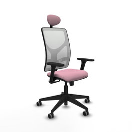 PIQUERAS Y CRESPO Silla de oficina Motilla, Rosa y Blanco, Mecanismo Sincro, Brazos 3D