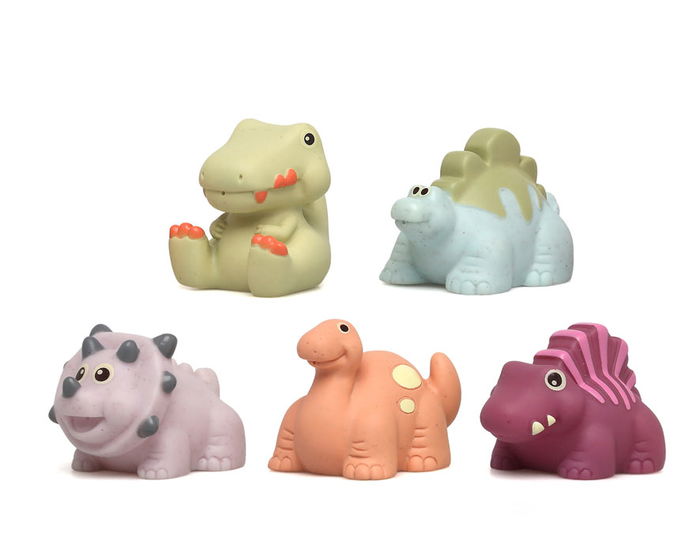 KioKids Set 5 Dinosaurios Antimoho para Baño Ecológicos 70% PVC 30% Trigo +4 Meses Juguetes Baño Bebé Multicolor