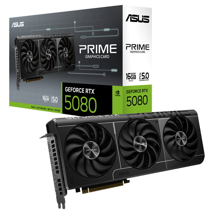ASUS Prime GeForce RTX 5080 16GB GDDR7 PCIe 5.0 - Tarjeta Gráfica Gaming con 3 Ventiladores y Resolución 8K (7680 x 4320)