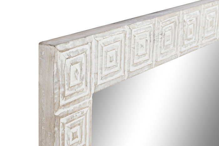 DKD Home Decor Espejo Mango Blanco y Natural 120x76 cm