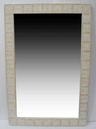 DKD Home Decor Espejo Mango Blanco y Natural 120x76 cm