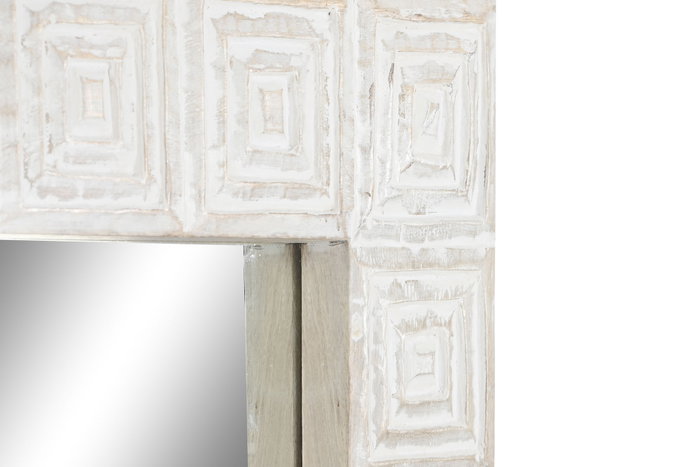 DKD Home Decor Espejo Mango Blanco y Natural 120x76 cm