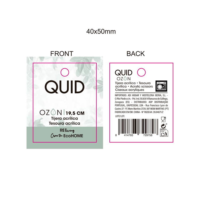 Tijera Acrílica Ozon Quid 20 cm