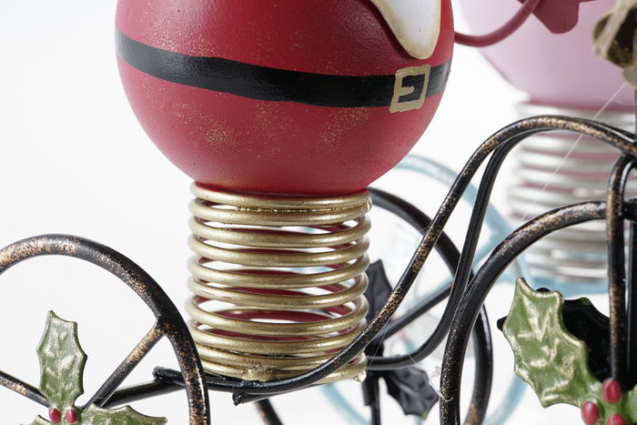 DKD Home Decor Decoración Navidad Tradicional Triciclo Papá Noel Reno Metal Rojo Azul Celeste Rosa Palo 9x19x15 cm (2 Unidades)
