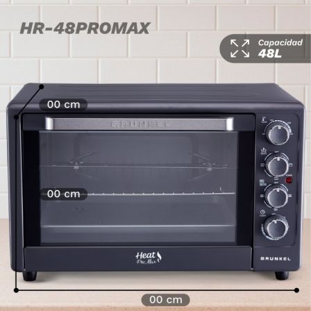 Grunkel Horno Eléctrico de Sobremesa HR-48PROMAX, 48 Litros, 2200W, Convección Independiente, Negro