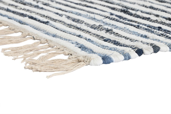 DKD Home Decor Alfombra Mediterraneo Azul Blanco Algodon Polyester 180 x 120 cm