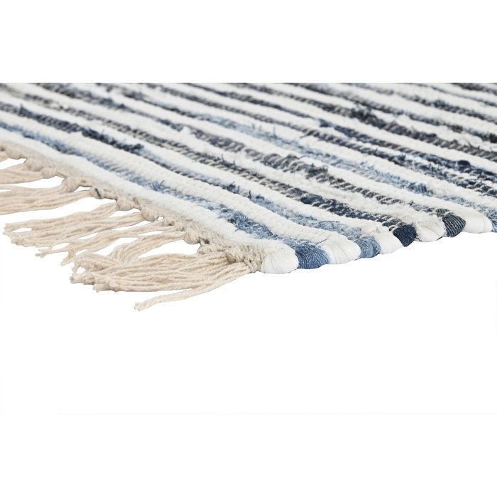 DKD Home Decor Alfombra Algodón Chindi Azul y Blanco 120x180x0,5 cm