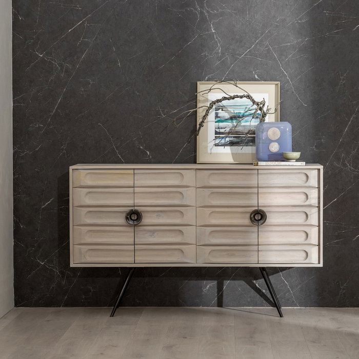 Aparador Blanco Rozado Madera de Mango 152 X 41 X 92 cm