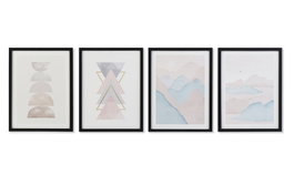 DKD Home Decor Cuadro de Montañas Enmarcado 30x3x40 cm Surtido de 4
