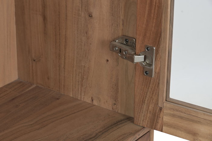 DKD Home Decor Vitrina Espiga Moderno Acacia Cristal Marron Negro 100 x 40 x 185 cm