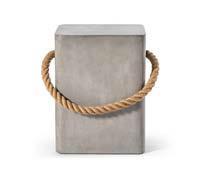 DKD Home Decor Mesita Auxiliar Gris Hormigon y Cuerda 35 x 35 x 46 cm