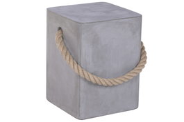 DKD Home Decor Mesita Auxiliar Gris Hormigon y Cuerda