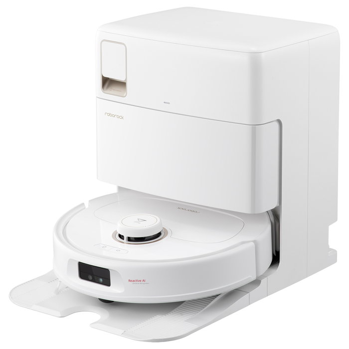 Roborock Qrevo MaxV Aspirador Robot con Estación Base de Auto-Vaciado y Auto-Secado, Sin Bolsa, Navegación LDS, Color Blanco, Aleman