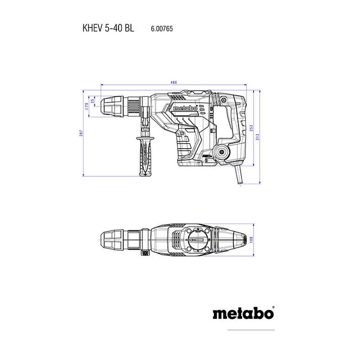 Metabo KHEV 5-40 BL Kombihammer SDS Max, Motor sin Escobillas 1150W, 8.7J, 4cm Max en Hormigón, Incluye Funda Metabo KHEV 5-40 BL Kombihammer SDS Max, Motor sin Escobillas 1150W, 8.7J, 4cm Max en Hormigón, Incluye Funda