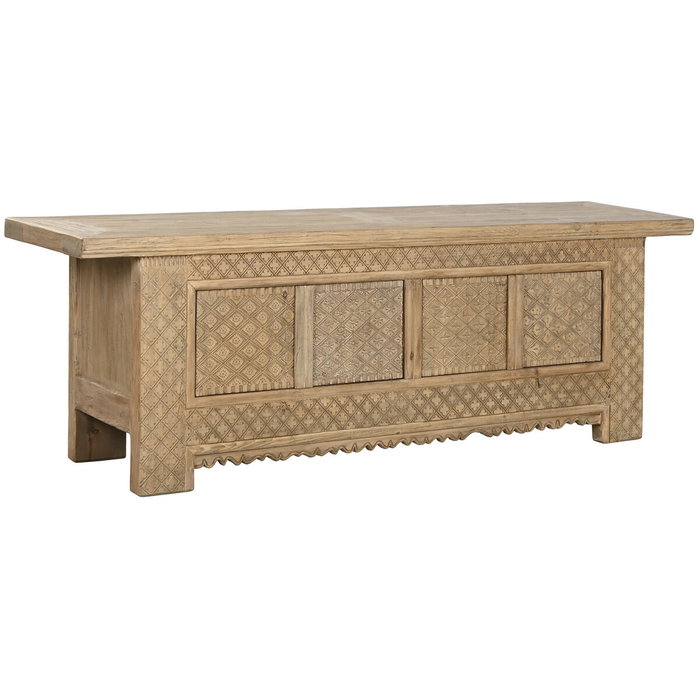 DKD Home Decor Mueble TV Olmo Macizo Tallado Natural 180x44x60