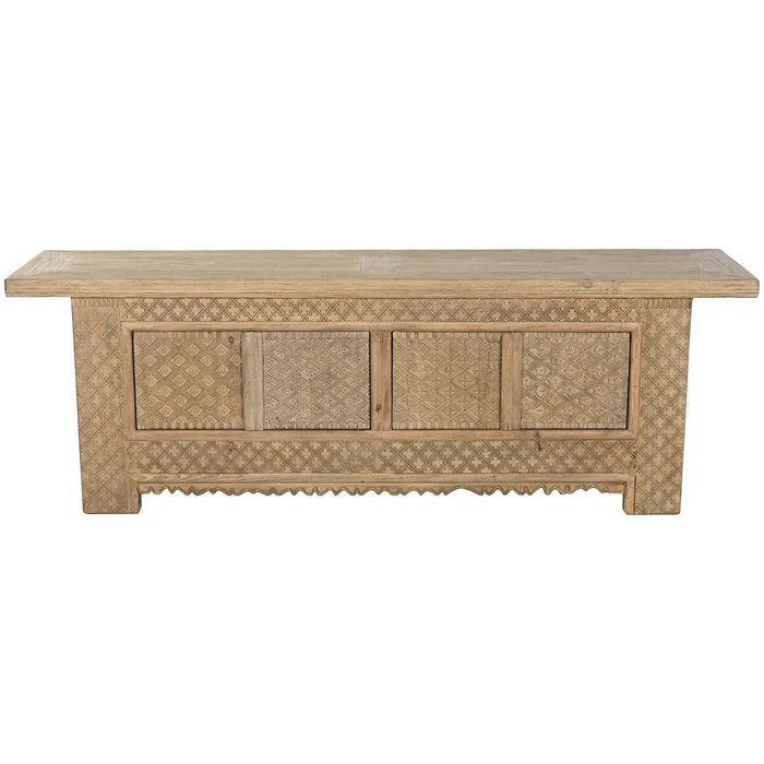 DKD Home Decor Mueble TV Olmo Macizo Tallado Natural 180x44x60