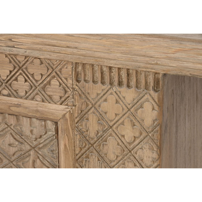 DKD Home Decor Mueble TV Olmo Macizo Tallado Natural 180x44x60