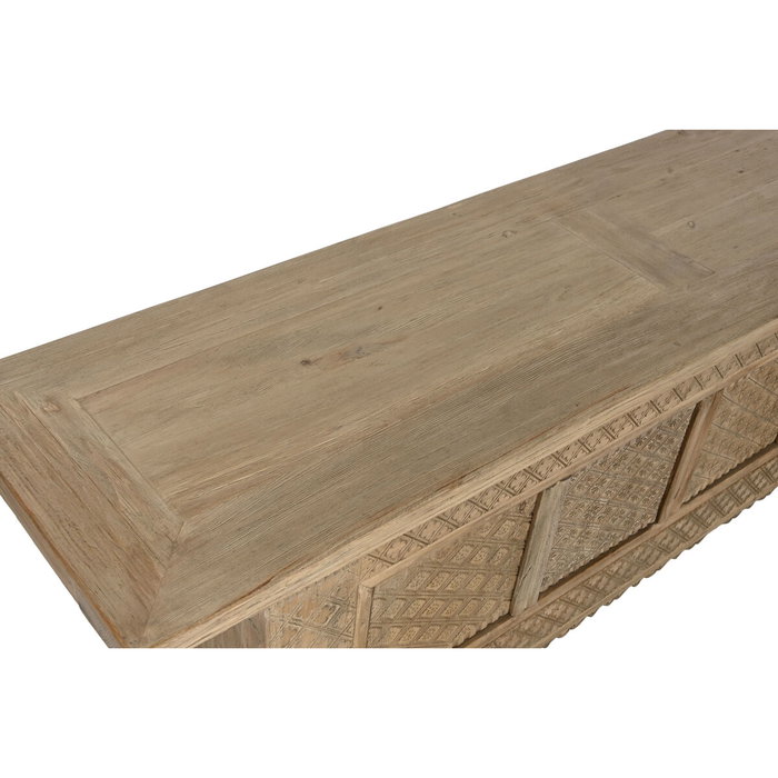 DKD Home Decor Mueble TV Olmo Macizo Tallado Natural 180x44x60