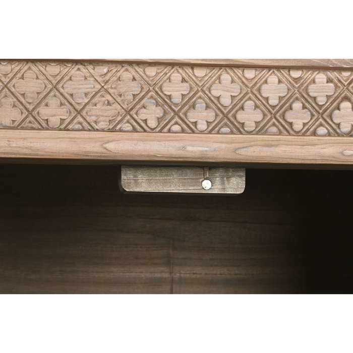 DKD Home Decor Mueble TV Olmo Macizo Tallado Natural 180x44x60