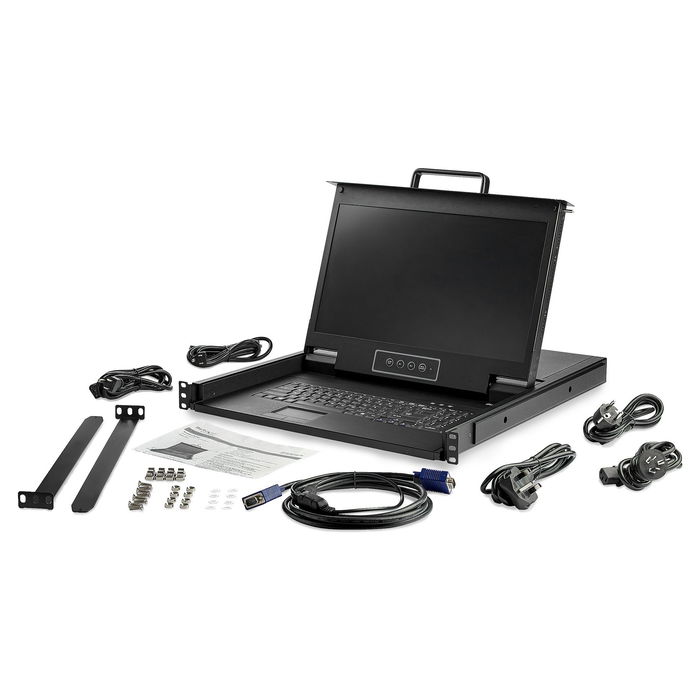 StarTech Consola KVM de Rack 1U con Monitor LCD 17.3" Full HD 1080p VGA - MTBF 50000h, Teclado QWERTY Integrado, para Servidores