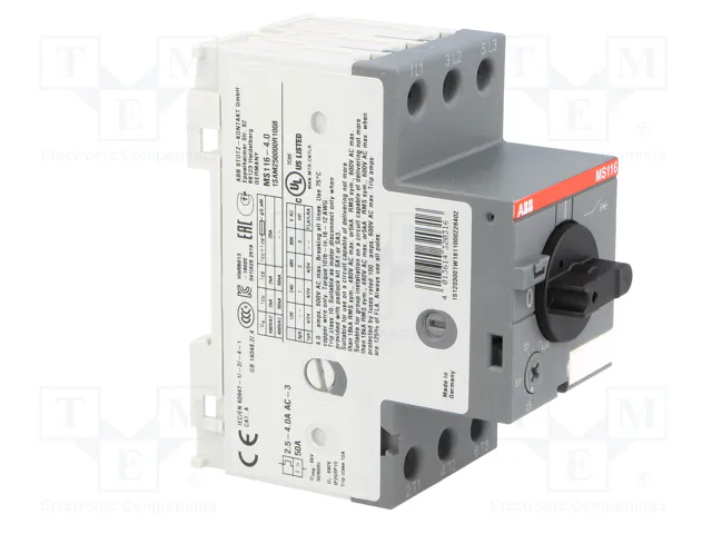 ABB MS116-4.0 Interruptor motorizado 1,5kW 208÷690VAC