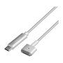 LogiLink PA0226 Cable Cargador USB-C a MagSafe 2, 1.8 metros, Plata, 87W, Compatible con MacBook Pro (2012-2015) y MacBook Air (2012-2017)