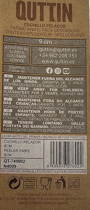 Quttin Cuchillo Pelador Terra 9 cm (48 Unidades) স্থাপন