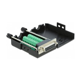 DeLOCK Adaptador D-Sub15 hembra a bloque de terminales con carcasa, 66567