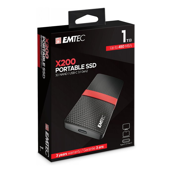 EMTEC X200 1 TB Negro, Rojo