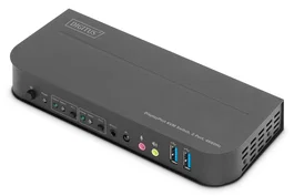 Digitus Interruptor KVM DS-12850 2 Puertos USB 4K 60Hz con HDMI y DisplayPort, Control Remoto, Hub USB 3.0, Audio, Plug and Play, para 2 Computadoras