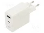 GEMBIRD Cargador USB 65W con tecnología GaN, USB-C y USB-A, Blanco