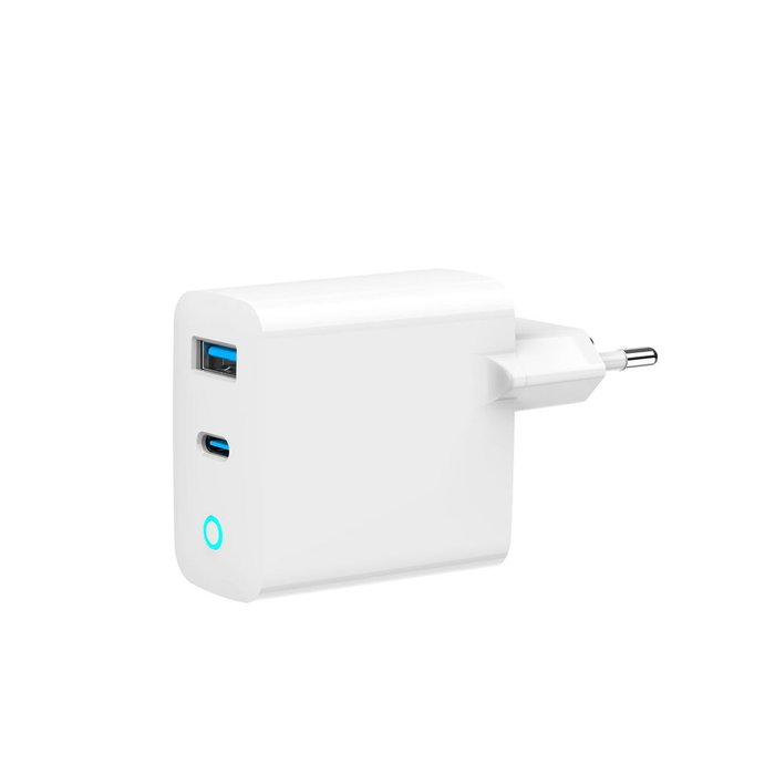 GEMBIRD Cargador USB 65W con tecnología GaN, USB-C y USB-A, Blanco
