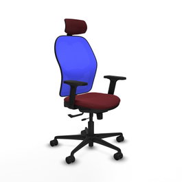 PIQUERAS Y CRESPO Silla de oficina Jorquera con mecanismo Sincro/Traslack, Granate y Azul
