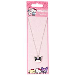THE CARAT SHOP Colgante Kuromi Hello Kitty Metal Dorado Esmalte Perlado Cadena 40+5cm