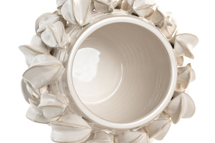 DKD Home Decor Centro de Mesa Gres Carambola Blanco y Beige 30x30x19 cm