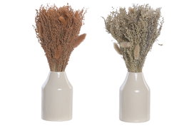 DKD Home Decor Planta de Flor Seca y Cerámica 15x15x30 cm (Surtido de 2)
