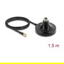 DeLOCK Base de Antena Magnética para Exterior con Conector Clase N a SMA, Cable de 1.5 m, Negro, IP67, Referencia 81492, Modelo ULA100