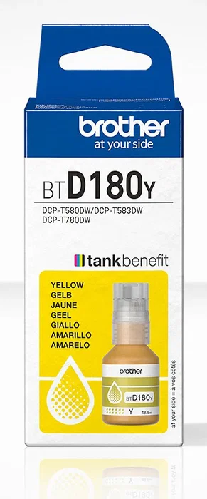 Brother Cartucho BTD180Y Tinta Original Amarillo 5000 páginas para DCP-T580DW, DCP-T583DW, DCP-T780DW