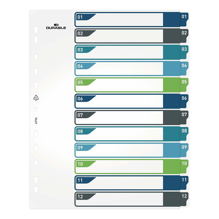 Durable 679627 Separadores de 12 fichas A4+