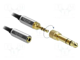 DeLOCK 85780 Cable de extensión estéreo de 3,5 mm con adaptador de 6,35 mm, 1 m