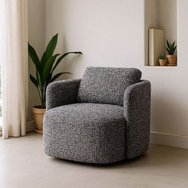 Sillón Giratorio Negro Tejido Salón 87 X 85 X 66 cm