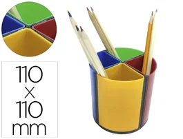 Q-connect Cubilete Portalápices Giratorio de Plástico con 4 Compartimentos en Colores Surtidos, Diámetro 110 mm x Alto 110 mm