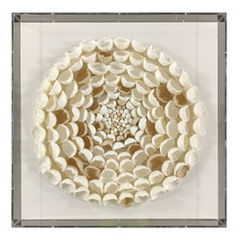 DKD Home Decor Cuadro Acrílico y Papel Maché Circular Blanco 60x60 cm