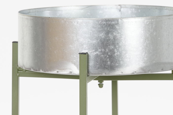 DKD Home Decor Macetero para Terraza y Jardín Plateado Verde Metal 27.5 x 63 x 27.5 cm (4 Unidades)